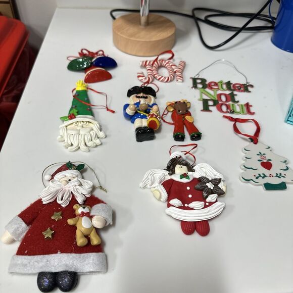 Lot Of‎ Ten Different Ornaments. Santa's, Bells, Reindeer, Nutcracker - Picture 1 of 7
